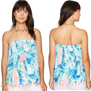 Lilly Pulitzer Palma Tube Top In Sparkling Blue Hey Bay Bay